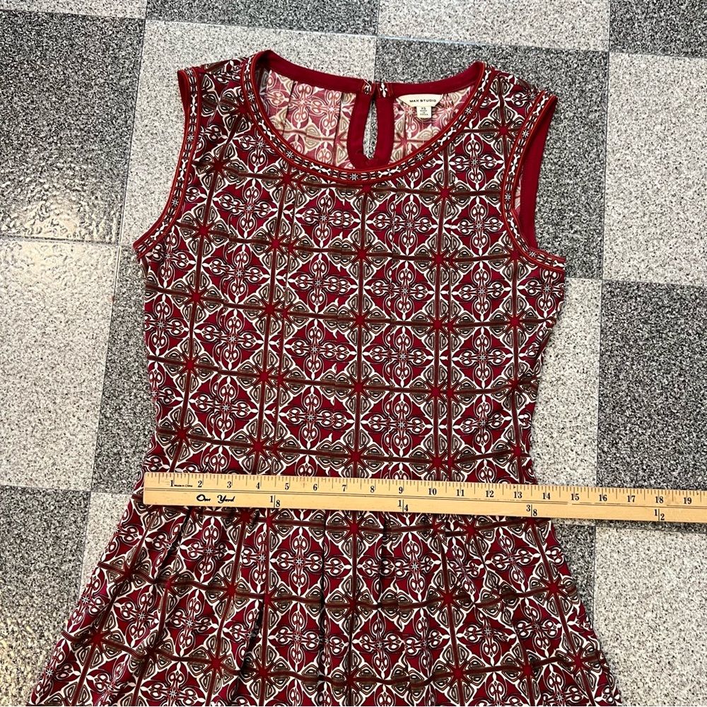 Max Studio Rose-Red Sleeveless Fit-and-Flare Dress, Size XS - Picture 5 of 7